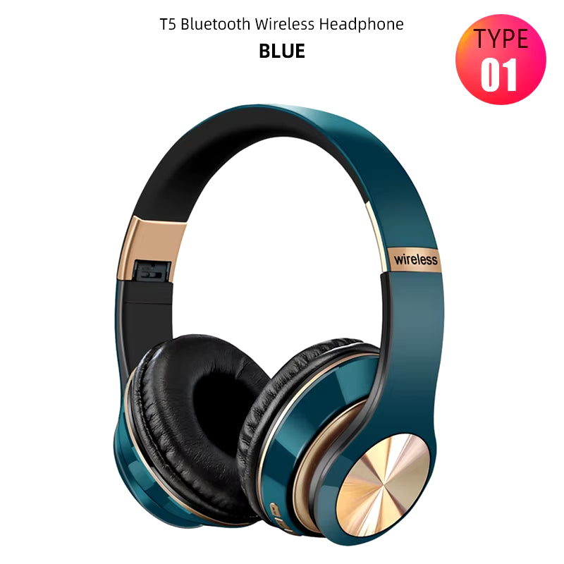 Foldable Hi-Fi Bluetooth Sport Headphones with Dynamic Bass and Built-in Microphone