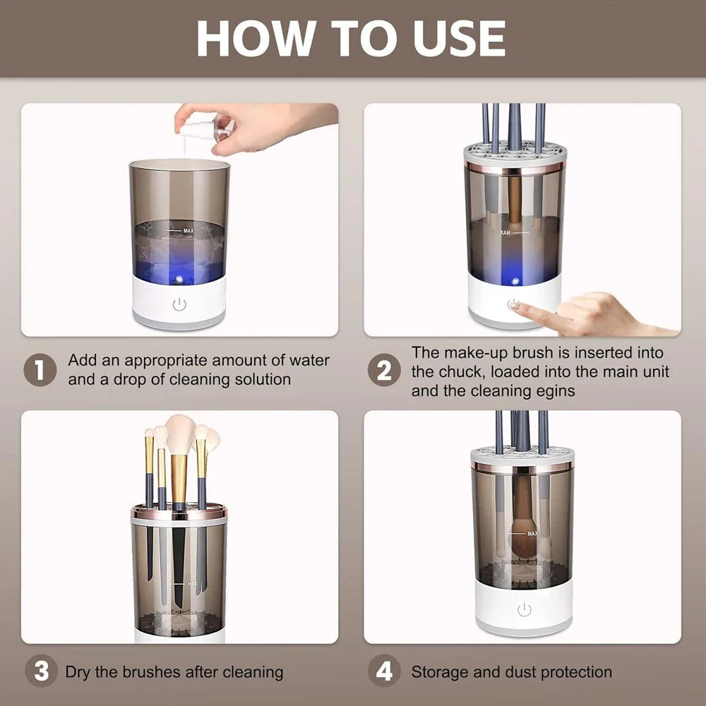 Revolutionize Your Makeup Routine with the Automatic Electric Brush Cleaner - Fast, Efficient & Gentle Drying!