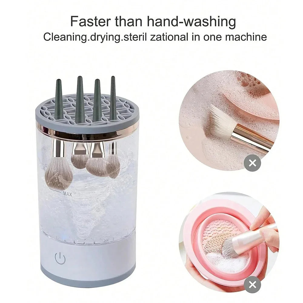 Revolutionize Your Makeup Routine with the Automatic Electric Brush Cleaner - Fast, Efficient & Gentle Drying!