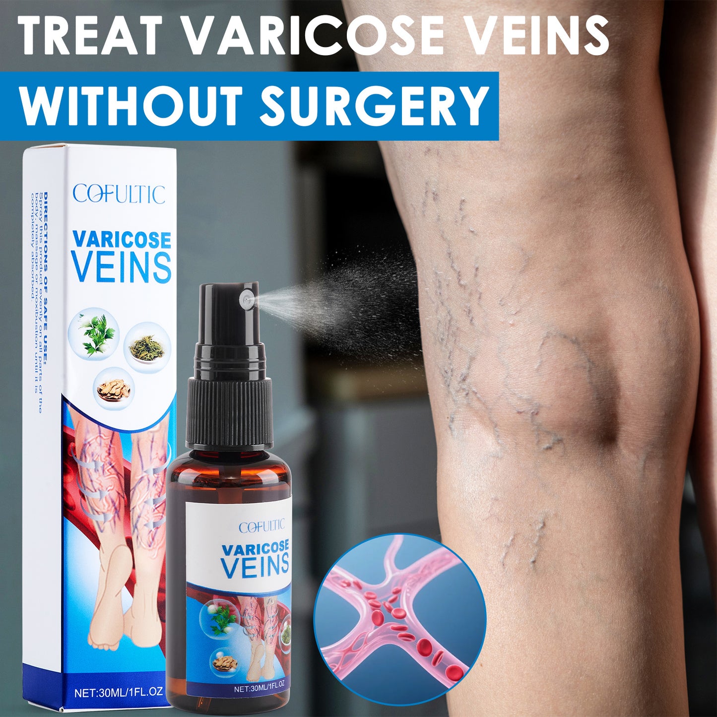 Varicose Vein Spray Multi-Purpose Knee And Leg Care Spray Promote Blood Circulation