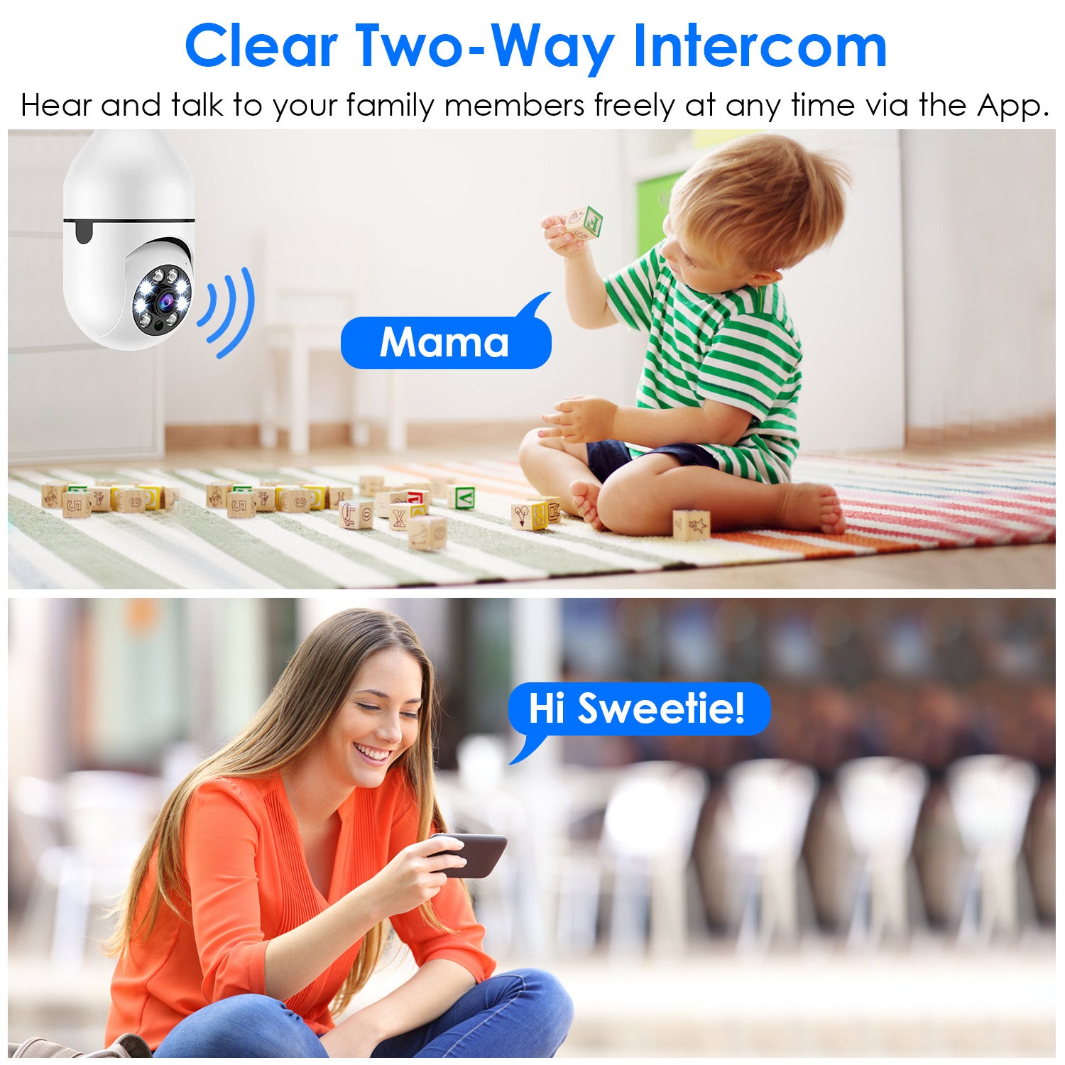 1Pc E27 WiFi Bulb Camera - 1080P FHD Security Surveillance with Pan Tilt, Two-Way Audio, Night Vision, and Motion Detection Control