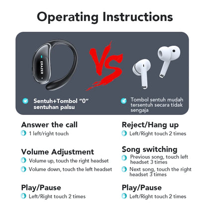 ERAZER XT80 Wireless Bluetooth Earphones - High-Quality Stereo Sound with Noise Reduction and Ergonomic Design for Sports