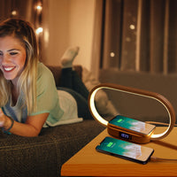 Stylish Touch Control Bedside Lamp with Wireless Charging and Digital Clock - Perfect for Your Nightstand!