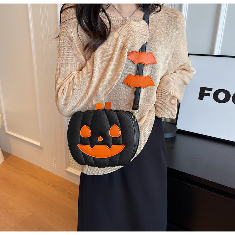 👜 Retro Pumpkin Shoulder Bag – Angry & Happy Face Design, Small Square Crossbody