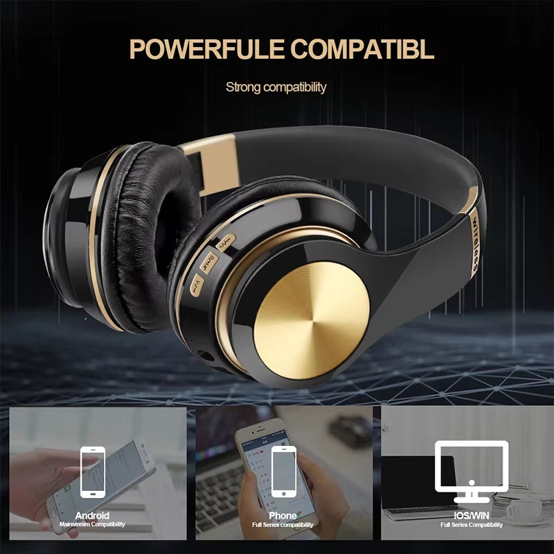 Foldable Hi-Fi Bluetooth Sport Headphones with Dynamic Bass and Built-in Microphone