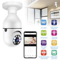 1Pc E27 WiFi Bulb Camera - 1080P FHD Security Surveillance with Pan Tilt, Two-Way Audio, Night Vision, and Motion Detection Control
