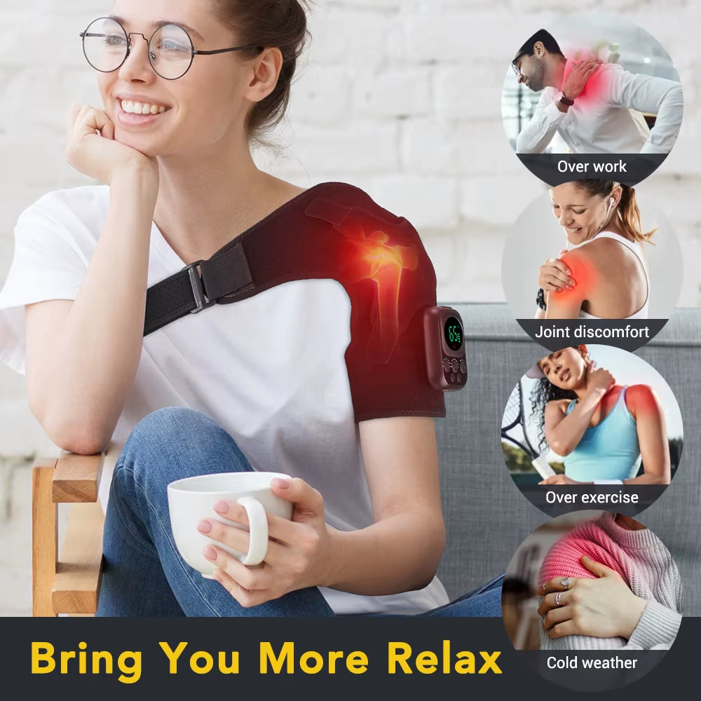 Advanced Electric Heating Shoulder and Knee Massager with App Control and Vibration Therapy for Joint Pain Relief