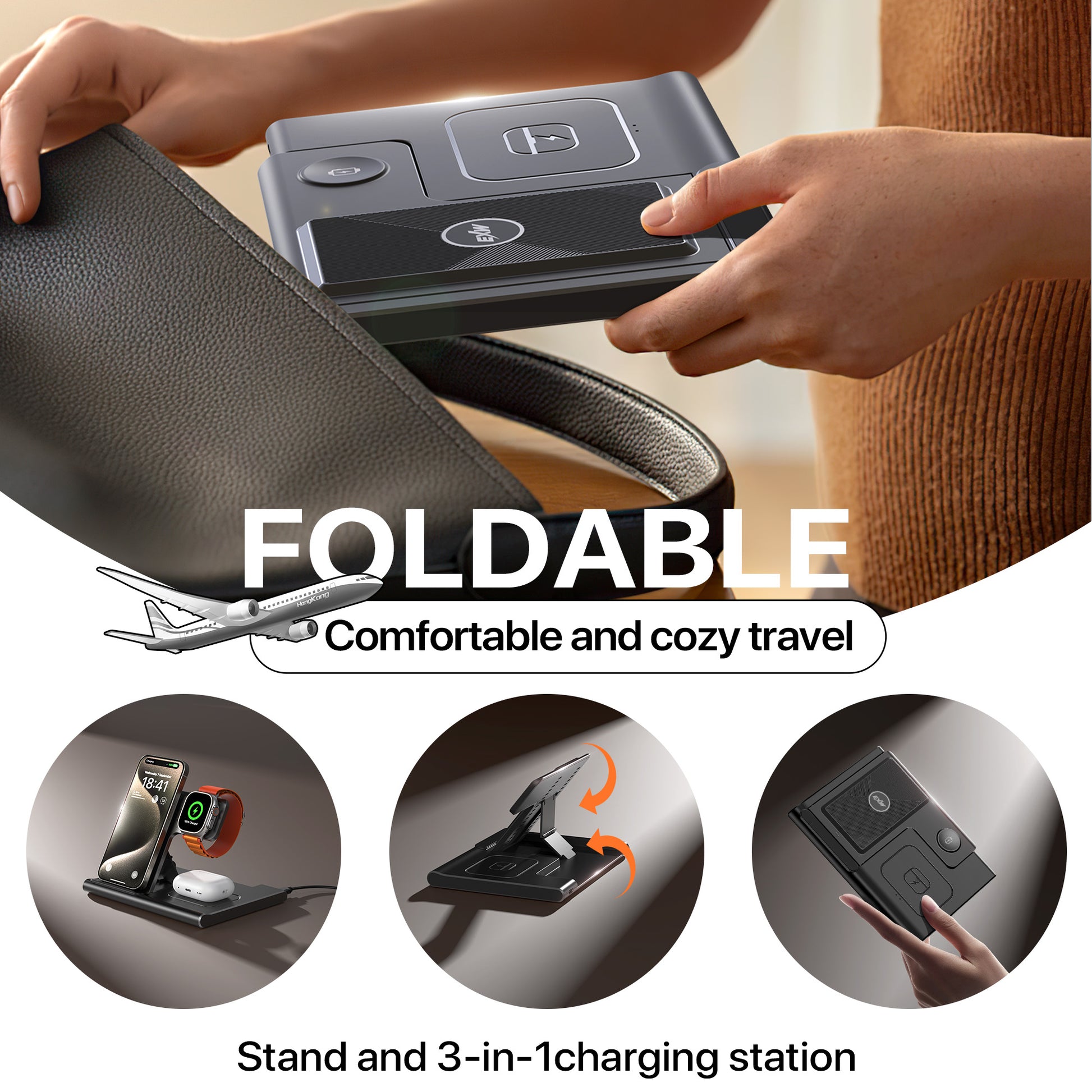 Revolutionary 3-in-1 Wireless Charging Station: Fast 15W Charging for All Your Devices