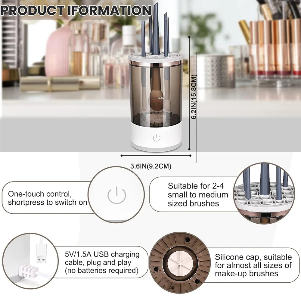 Revolutionize Your Makeup Routine with the Automatic Electric Brush Cleaner - Fast, Efficient & Gentle Drying!