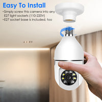 1Pc E27 WiFi Bulb Camera - 1080P FHD Security Surveillance with Pan Tilt, Two-Way Audio, Night Vision, and Motion Detection Control