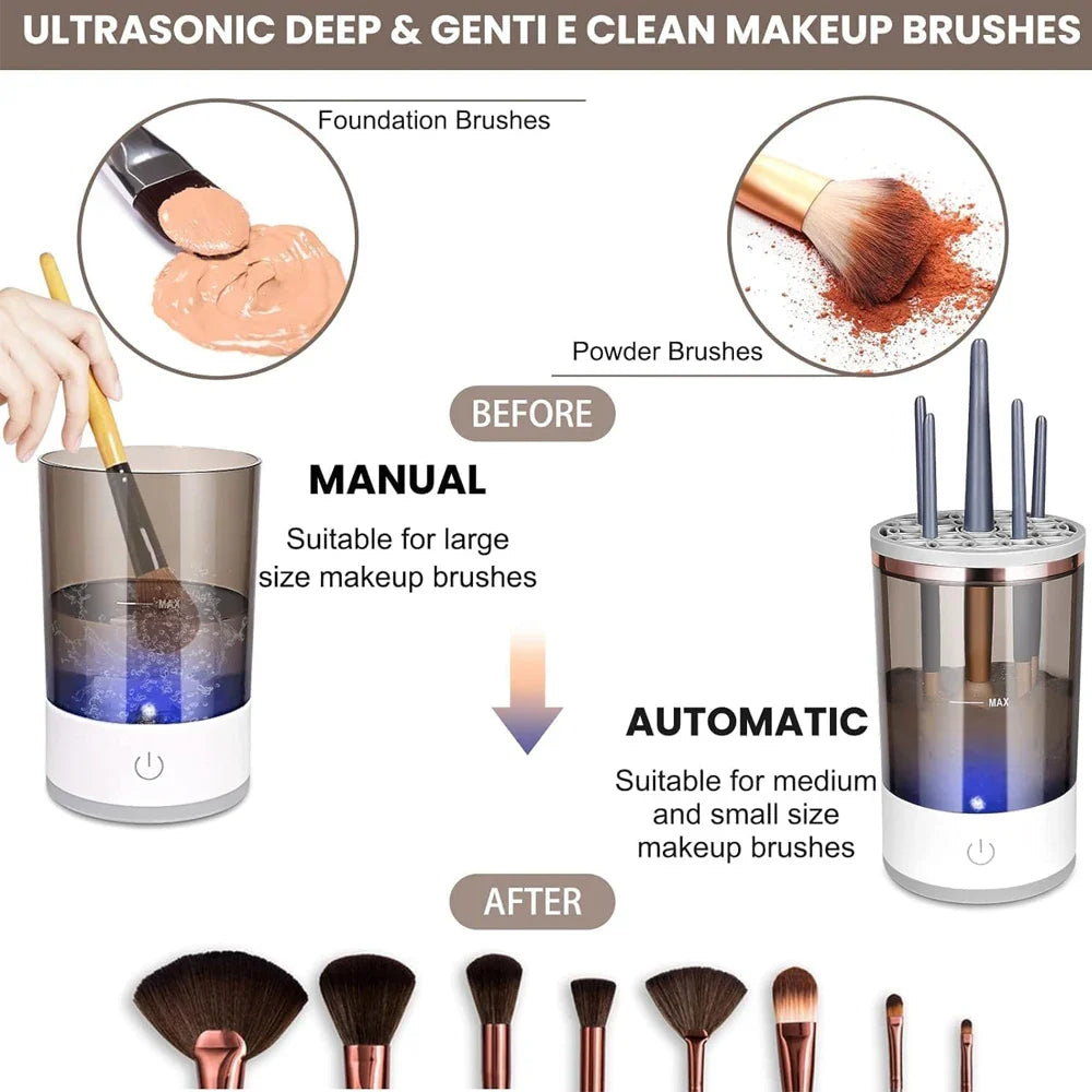 Revolutionize Your Makeup Routine with the Automatic Electric Brush Cleaner - Fast, Efficient & Gentle Drying!