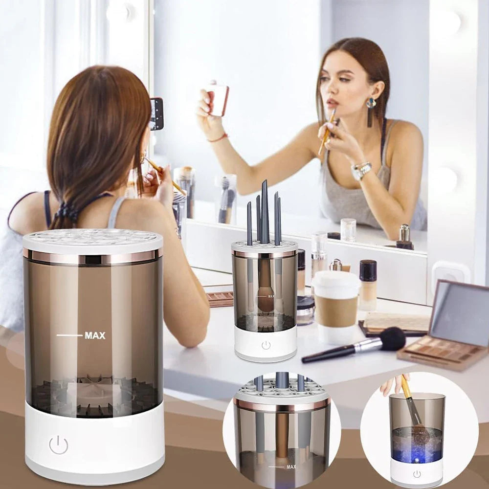 Revolutionize Your Makeup Routine with the Automatic Electric Brush Cleaner - Fast, Efficient & Gentle Drying!