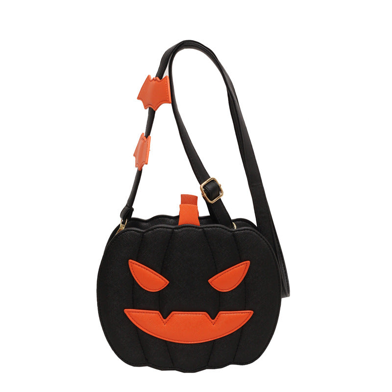 👜 Retro Pumpkin Shoulder Bag – Angry & Happy Face Design, Small Square Crossbody