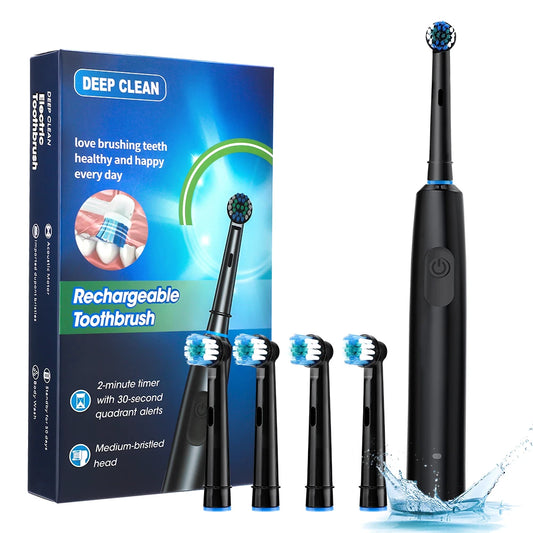 Revolutionize Your Oral Care Routine with the Waterproof Electric Rotating Toothbrush - 5 Modes and 8 Soft Brush Heads for Ultimate Cleaning