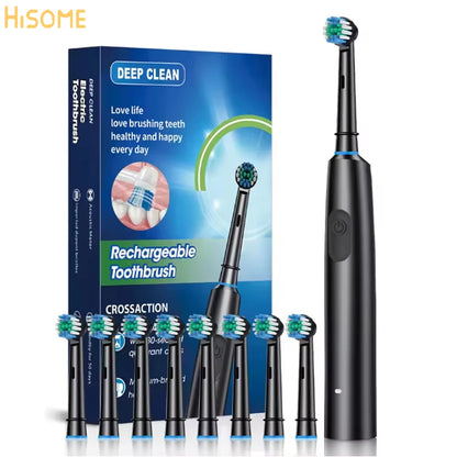 Revolutionize Your Oral Care Routine with the Waterproof Electric Rotating Toothbrush - 5 Modes and 8 Soft Brush Heads for Ultimate Cleaning