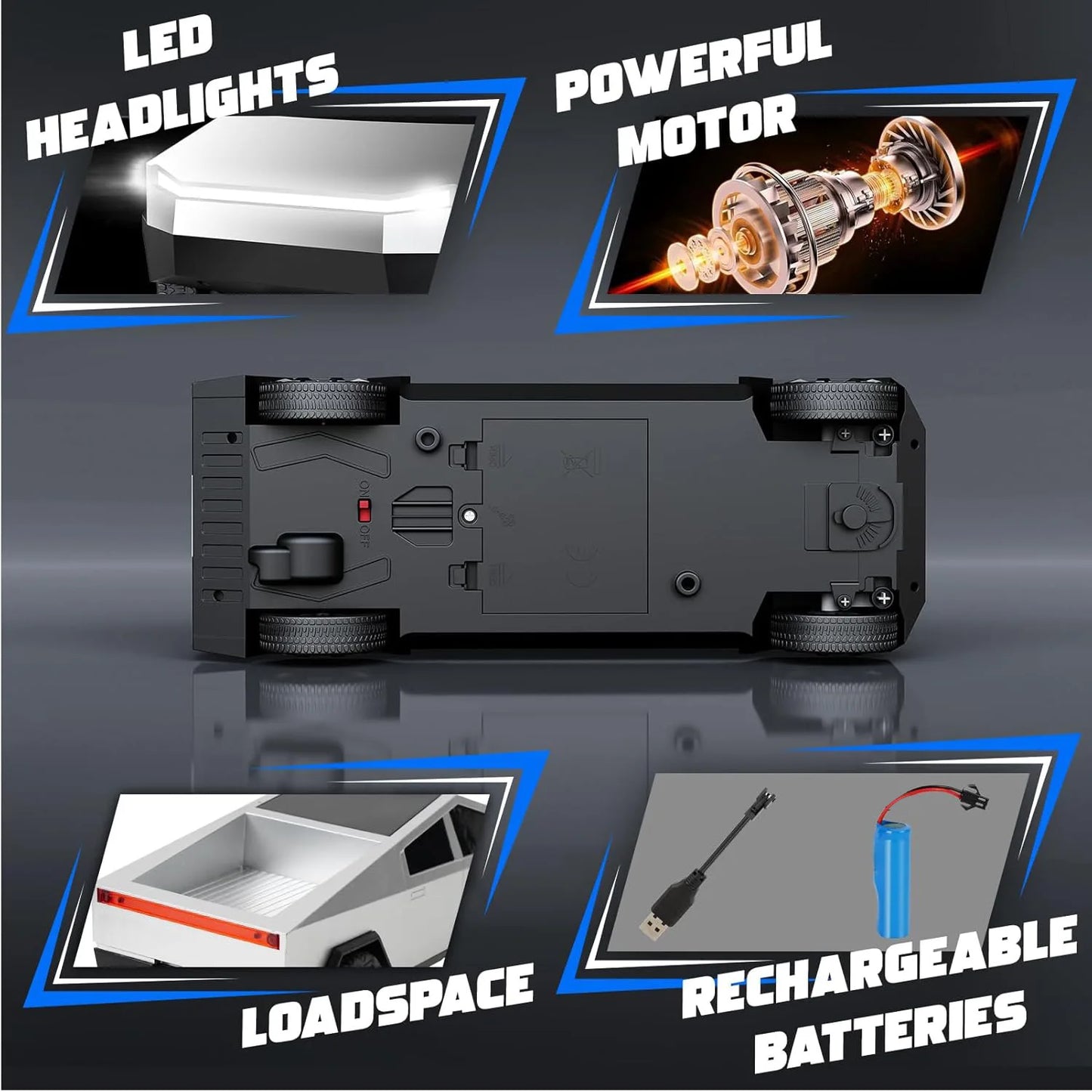 Experience Thrilling Adventures with the 1:24 Pickup Remote Control Car - 4WD Off-Road RC Truck Toy with LED Lights - Perfect Birthday Gift for Boys and Kids!