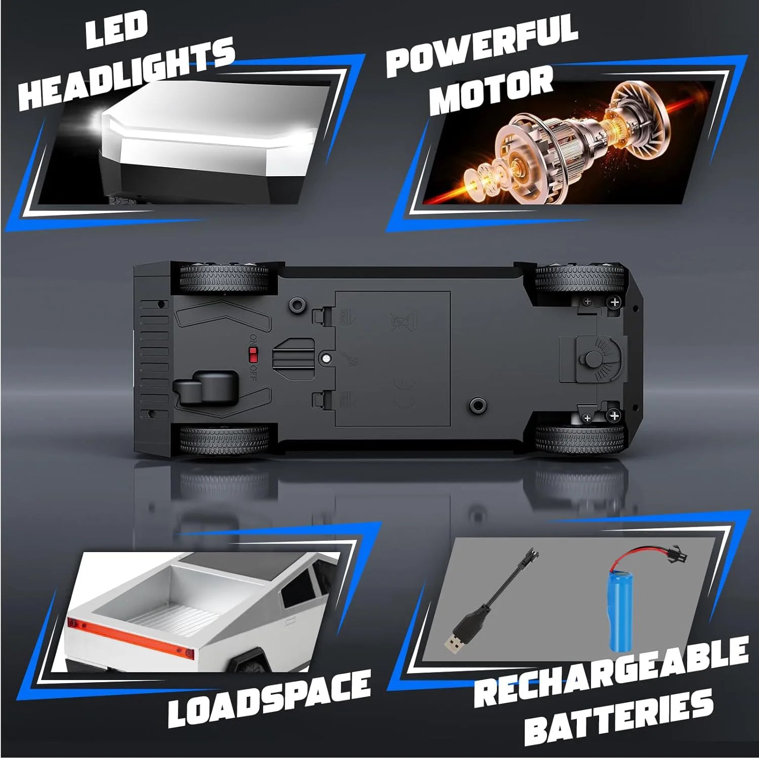 Experience Thrilling Adventures with the 1:24 Pickup Remote Control Car - 4WD Off-Road RC Truck Toy with LED Lights - Perfect Birthday Gift for Boys and Kids!