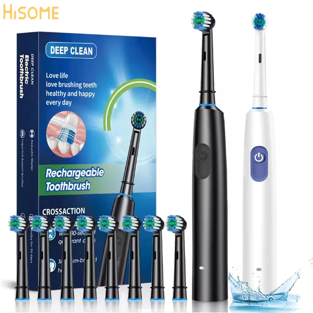 Revolutionize Your Oral Care Routine with the Waterproof Electric Rotating Toothbrush - 5 Modes and 8 Soft Brush Heads for Ultimate Cleaning