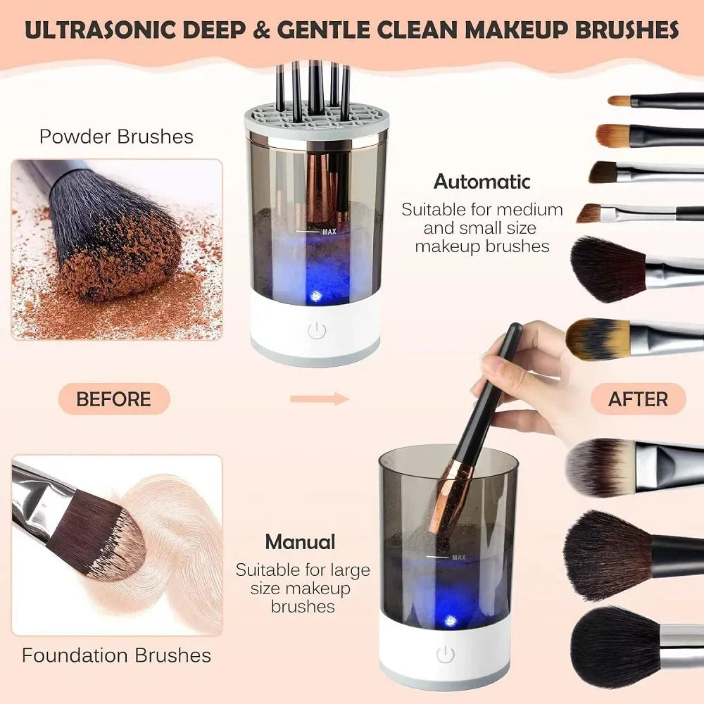 Revolutionize Your Makeup Routine with the Automatic Electric Brush Cleaner - Fast, Efficient & Gentle Drying!