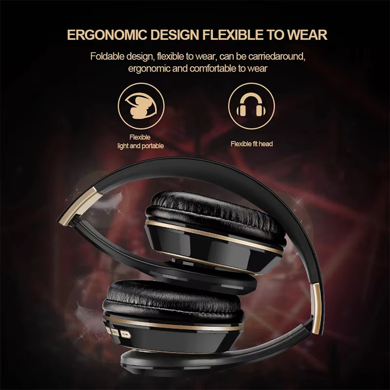 Foldable Hi-Fi Bluetooth Sport Headphones with Dynamic Bass and Built-in Microphone