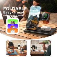 Revolutionary 3-in-1 Wireless Charging Station: Fast 15W Charging for All Your Devices