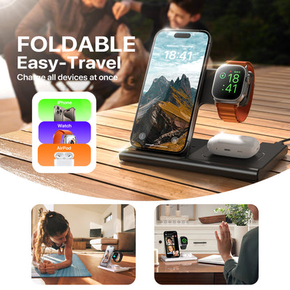 Revolutionary 3-in-1 Wireless Charging Station: Fast 15W Charging for All Your Devices