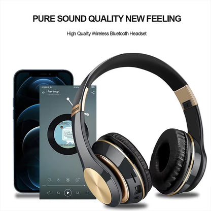 Foldable Hi-Fi Bluetooth Sport Headphones with Dynamic Bass and Built-in Microphone