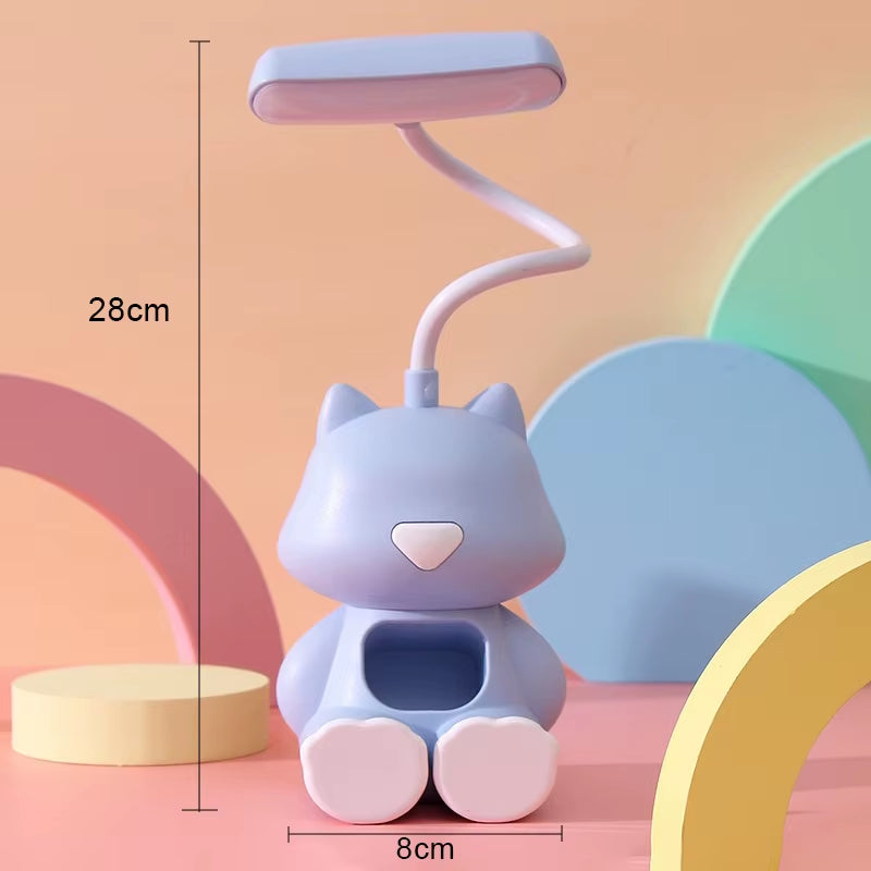 Illuminate Your Space with the Adorable Creative Cute Cat Flexible LED Desk Lamp - Perfect for Kids and Students!
