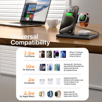 Revolutionary 3-in-1 Wireless Charging Station: Fast 15W Charging for All Your Devices